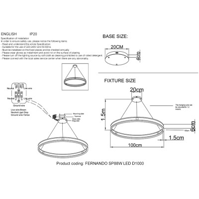 Люстра Crystal Lux FORTUNA SP88W LED D1000 BLACK